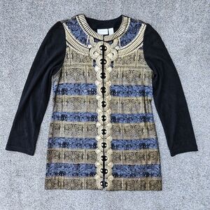 Chico’s Embellished Jacket Egyptian Pattern Sequins Beaded Artsy Women’s Sz S 0